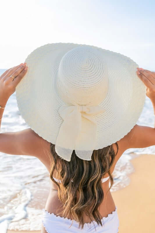 Scallop Edge Bow Accent Straw Sunhat - Stylish Sun Protection, Sunhats, $ 36.95, A Moment Of Now™