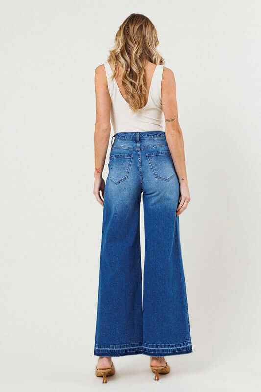 Medium Stone Blue High Waisted Wide Leg Jeans, Vibrant M.i.U, $ 74.95