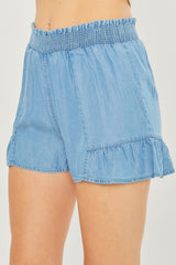 Blue Woven Raffle Relaxed  Shorts