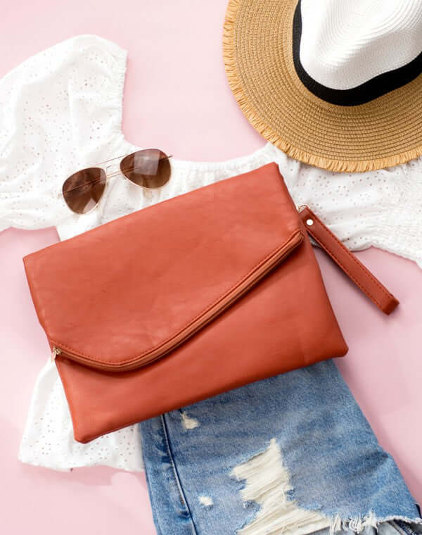 PU Vegan Leather Foldover Envelope Clutch - Stylish & Ethical, Clutches, $ 50.95, A Moment Of Now™