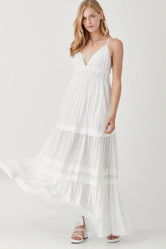 Shop Woven Shirred Ruffle Maxi Dress | Women's Clothing Online Boutique, Dresses, USA Boutique