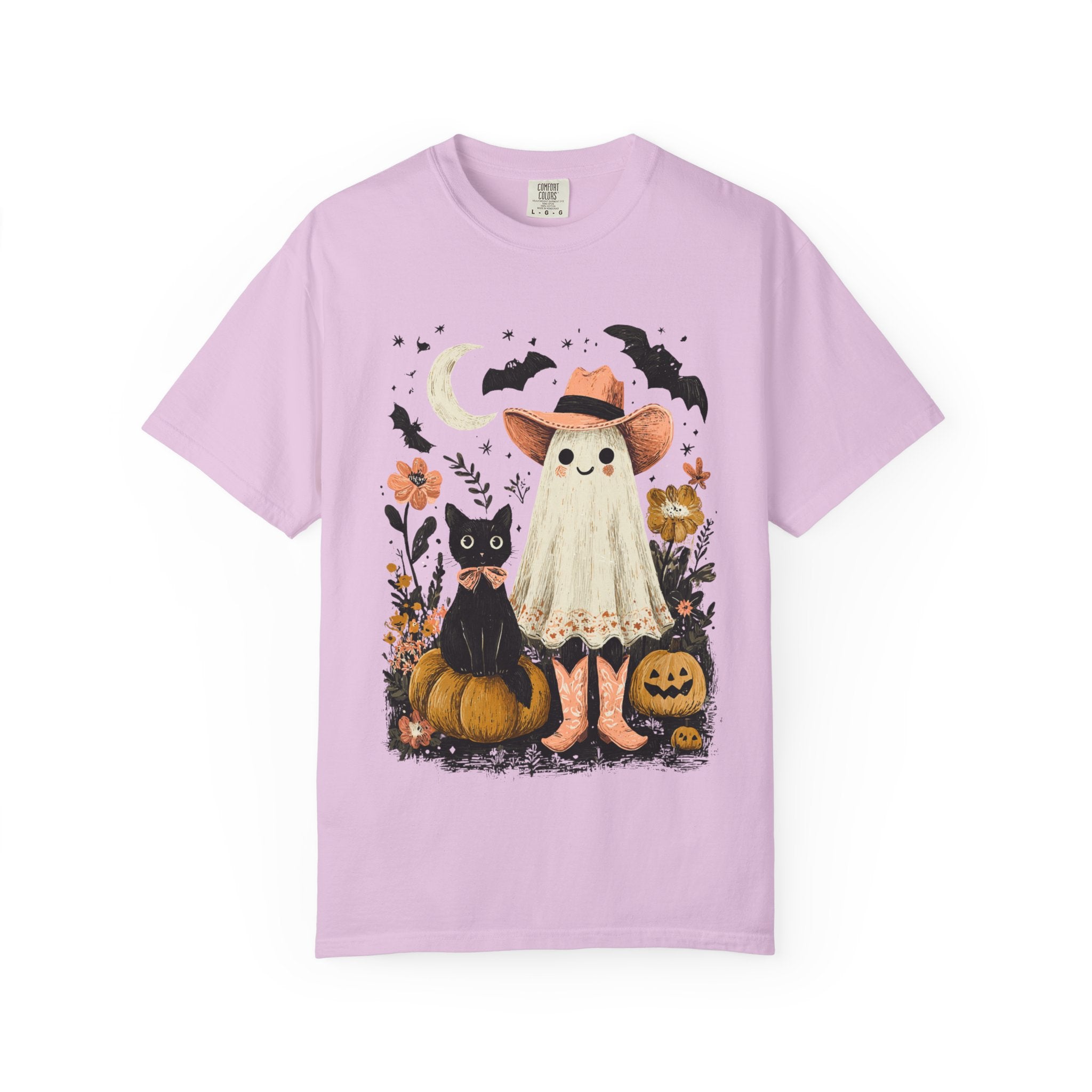 Halloween Ghost Costume T-Shirt — Cute Pumpkin, Black Cat & Bat Graphic Tee - t-shirt product image 13
