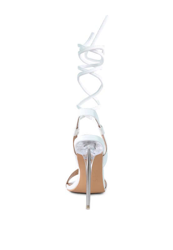 Sheeny Clear Stiletto Lace Up Heels Sandals, Heeled Sandals, $ 76.95, A Moment Of Now™