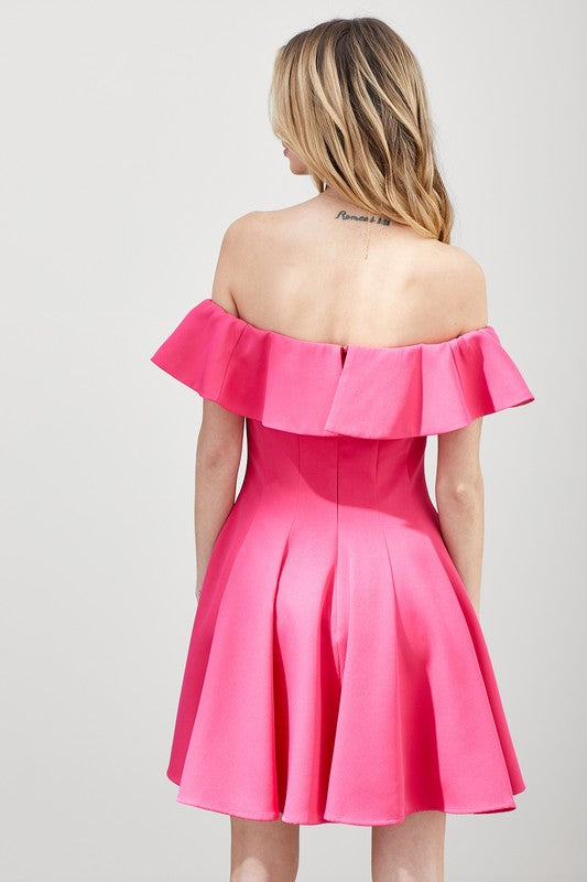 Off The Shoulder A Line Ruffle Cocktail Party  Mini Dress