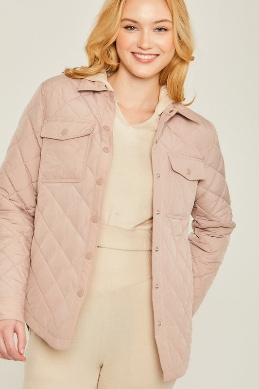 Shop Women's Woven Quilted Bust Pocket Shacket | Shop Boutique Clothing, Shackets, USA Boutique