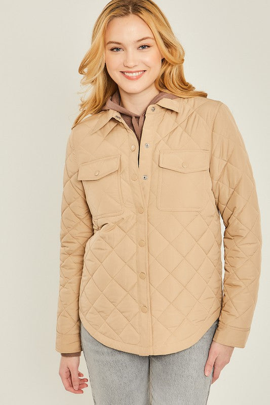 Shop Women's Woven Quilted Bust Pocket Shacket | Shop Boutique Clothing, Shackets, USA Boutique
