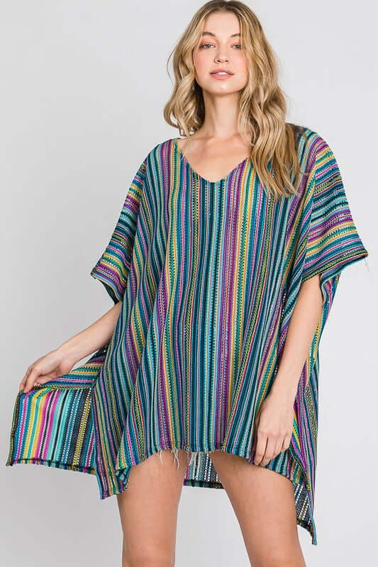 Shop Colorful Oversized Strip Poncho For Women | Shop Boutique Clothing , Ponchos, USA Boutique