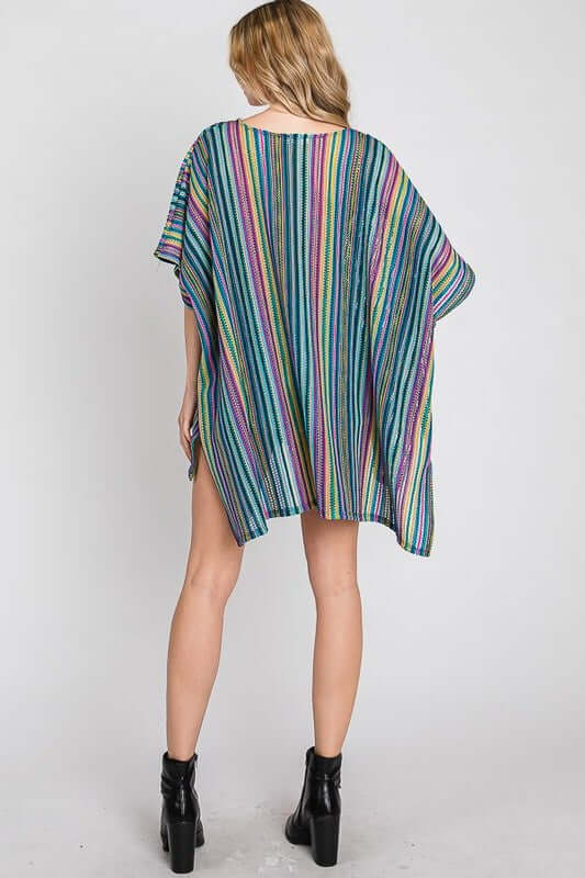 Colorful Oversized Strip Poncho for Adventurous Women, Ponchos, $ 66.95, A Moment Of Now™
