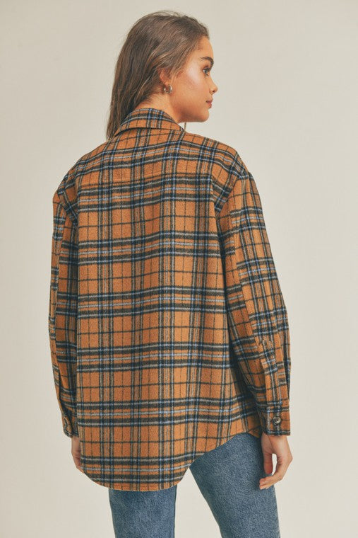 Brown Plaid Flannel Shacket