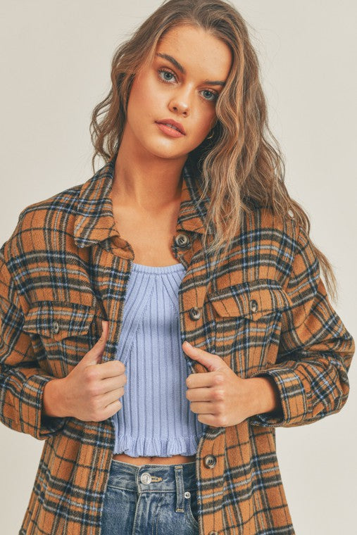 Brown Plaid Flannel Shacket