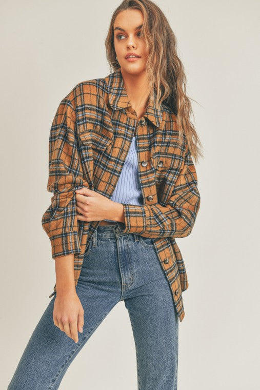 Brown Plaid Flannel Shacket