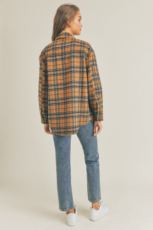 Brown Plaid Flannel Shacket