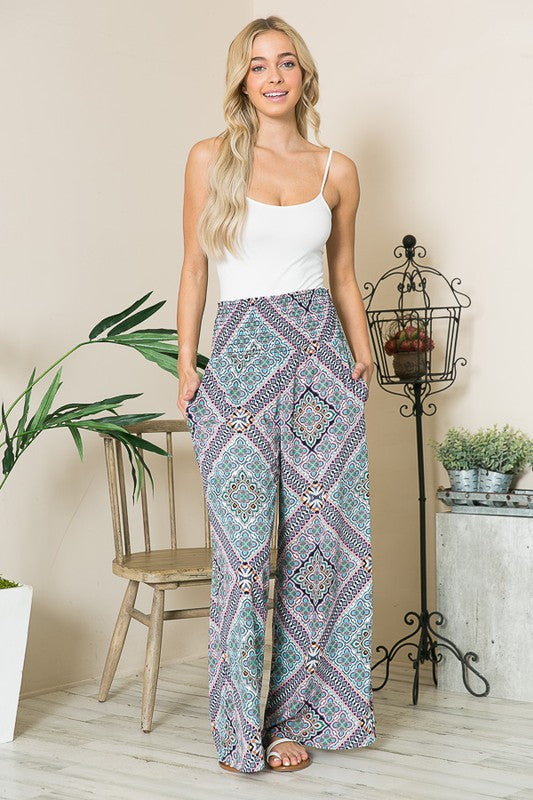 Shop Bohemian Smocked Wide Leg Pants | Women's Boutique Online USA, Pants, USA Boutique