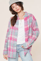 Shop Peony Pink Plaid Top Shirt For Women | Boutique Clothing Online, Shirts, USA Boutique