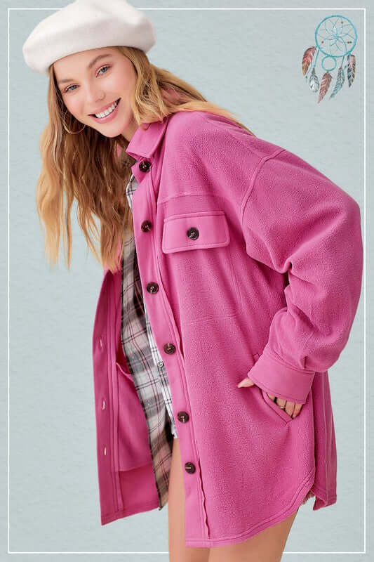 Women's Sunset Oversized Fleece Jacket Shacket | USA Boutique Clothing, La Miel, $ 59.00