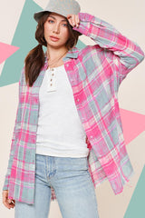 Shop Peony Pink Plaid Top Shirt For Women | Boutique Clothing Online, Shirts, USA Boutique