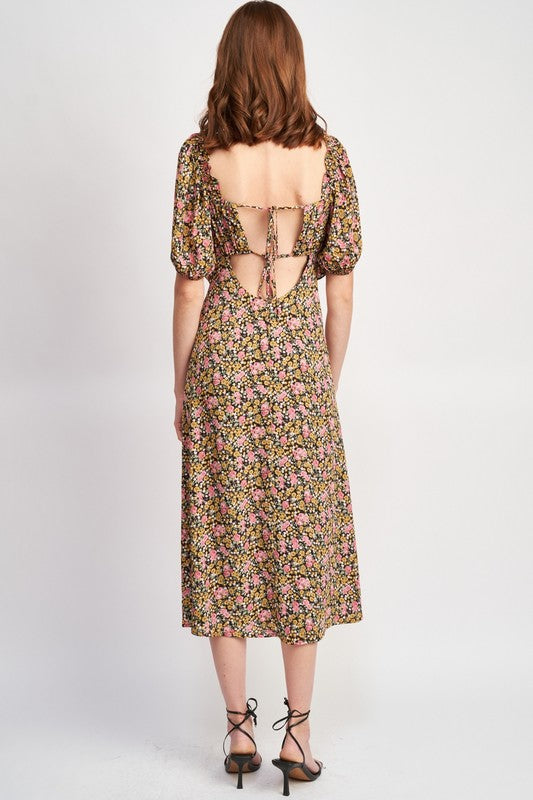Shop Black Brown Floral Ruffle Bell Sleeve Midi Dress | Fashion Boutique, Dresses, USA Boutique