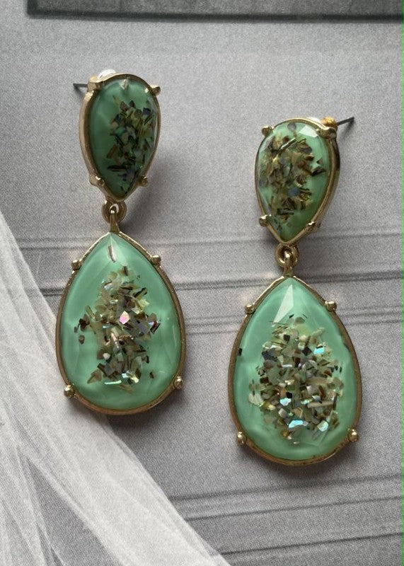 Shop Retro 1902s Green Drop Stud Earrings, Earrings, USA Boutique