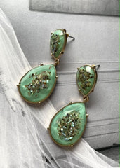 Shop Retro 1902s Green Drop Stud Earrings, Earrings, USA Boutique