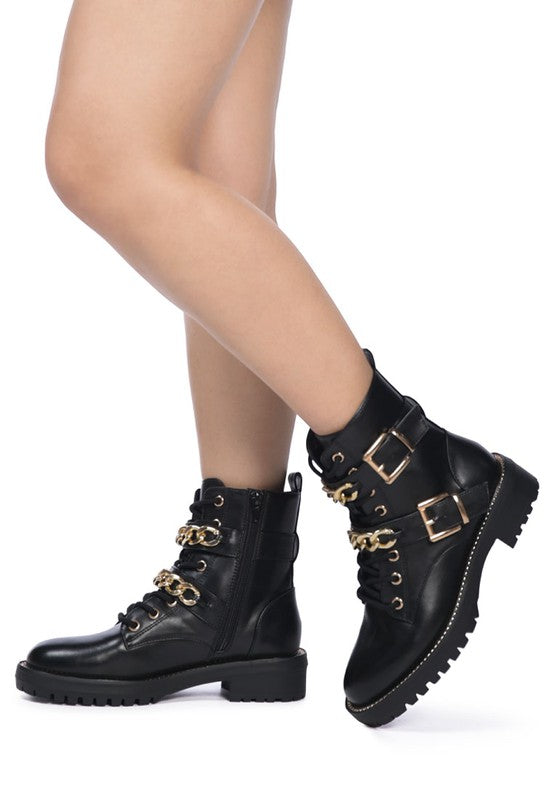 Shop Billy Atta Girl Metal Chain Detail Biker Boots For Women, Biker Boots, USA Boutique