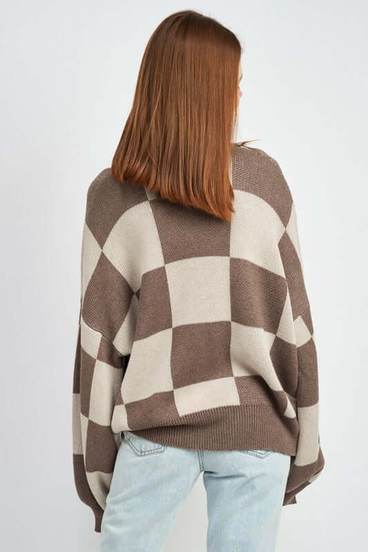 Bubble Sleeves Checker Sweater