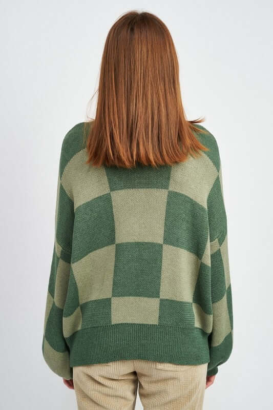 Bubble Sleeves Checker Sweater