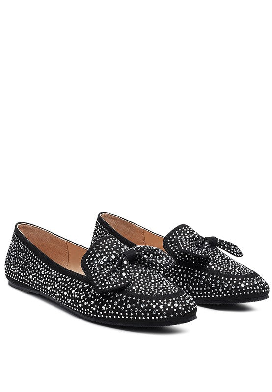 Shop Women's Dewdrops Embellished Bow Loafers Shoes | Boutique Online, Loafers, USA Boutique