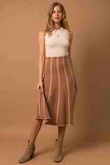Brown Herringbone Stripe Sweater Skirt Skirts A Moment Of Now Women’s Boutique Clothing Online Lifestyle Store