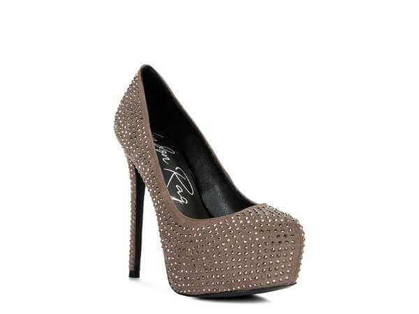 Clarisse Diamante Faux Suede High Heels Pumps, Pumps, $ 89.00, A Moment Of Now™