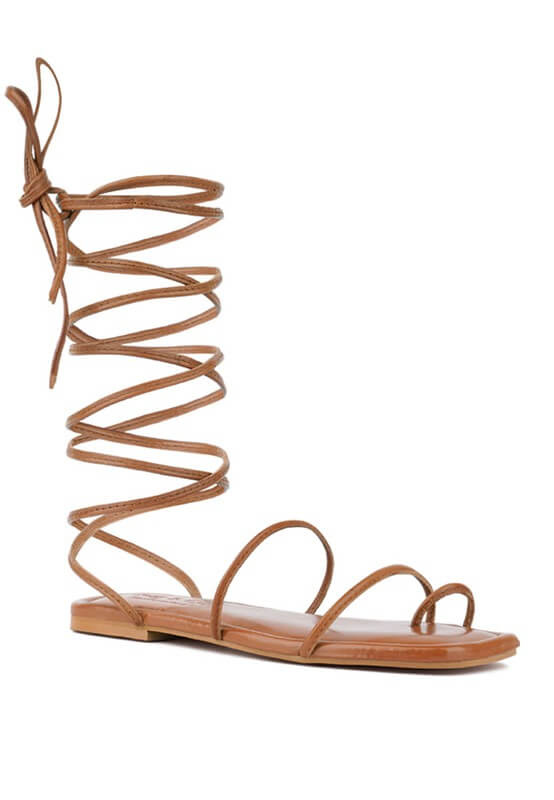AMATHA Toe Ring Summer Leather Gladiator Flats, Sandals, $ 79.00, A Moment Of Now™
