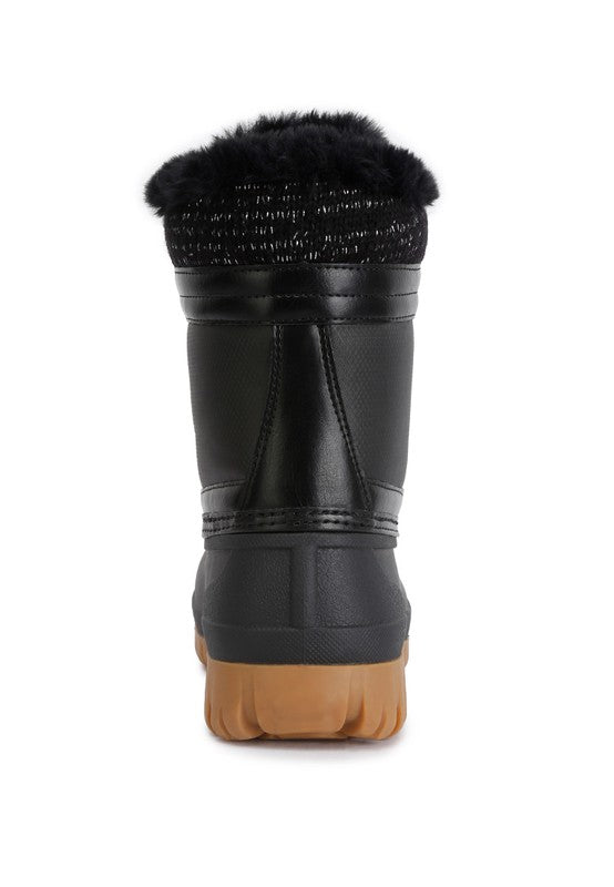 Shop Capucine Fur Collar Contrasting Lug Sole Boots For Women, Ankle Boots, USA Boutique