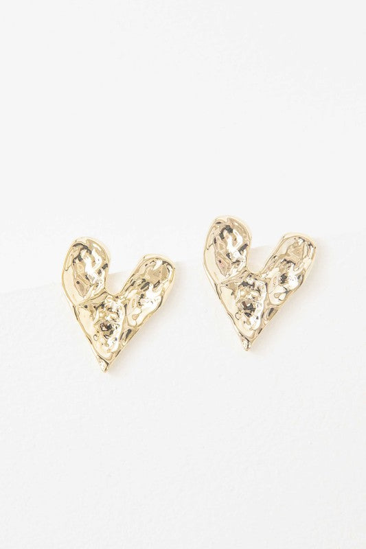 Shop Hammered Heart Post Earrings | Shop Women's Fashion Jewelry Online, Earrings, USA Boutique