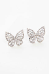 Shop Crystal Butterfly Earrings Silver, Earrings, USA Boutique