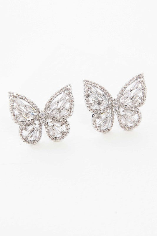 Shop Crystal Butterfly Earrings Silver, Earrings, USA Boutique