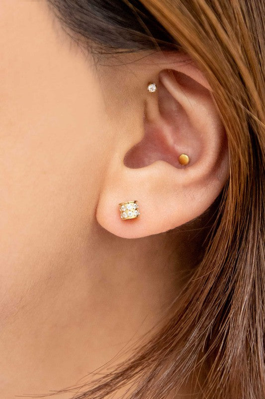 Shop Barrel Stone Gold Plated Earrings | Shop Women's Boutique Jewelry, Earrings, USA Boutique