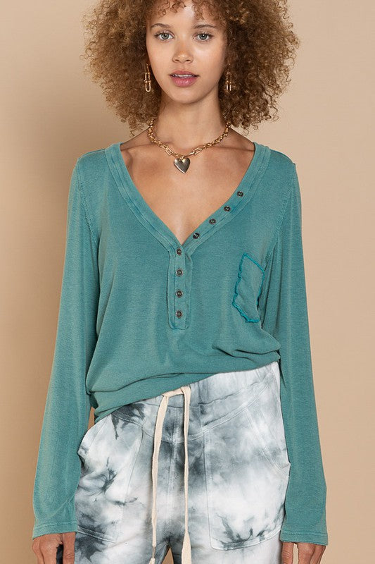 Shop Plus Size Teal Button-Front Long Sleeve Top | USA Women's Boutique , Tops, USA Boutique