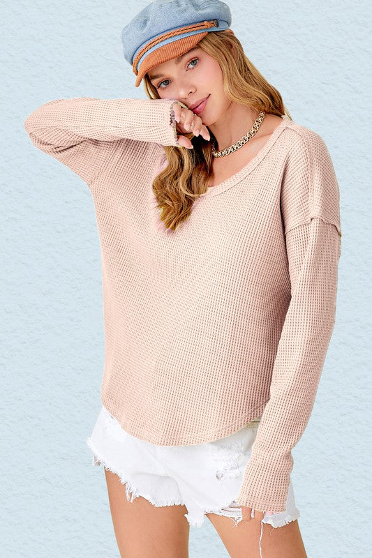 Shop Joanne Thick Waffle Knit Top | Women's Fashion Boutique Online, Tops, USA Boutique