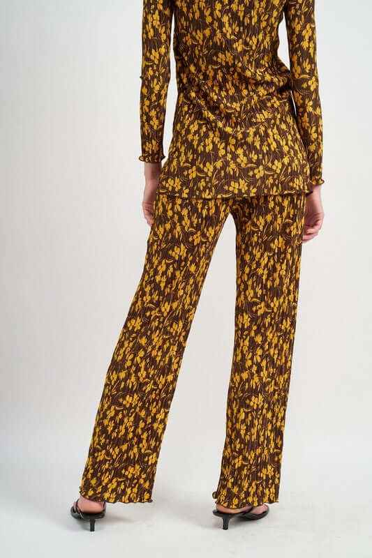 Brown Micro Pleat Lounge Printed Pants - Chic Comfort, Pants, $ 61.95, A Moment Of Now™