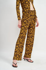 Shop Women's Brown Micro Pleat Lounge Printed Pants | Boutique Clothing, Pants, USA Boutique