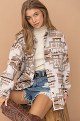 Shop Women's Bohemian Style Aztec Western Shacket Jacket | Boutique Stye, Shackets, USA Boutique
