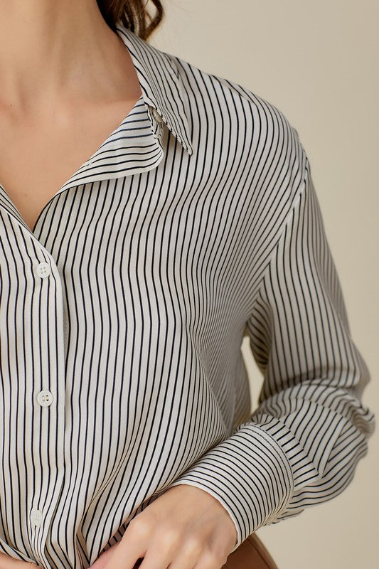 Shop Off White Black Striped Collar Shirt For Women | Shop Boutique Clothing, Shirts, USA Boutique