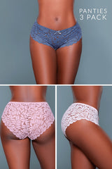 Livvy Lace Hipster Underwear Panties 3 Pack