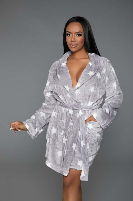 Kaylee Starry Print Front Belt Robe