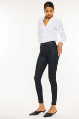Black High Rise Black Coated Ankle Skinny Jeans