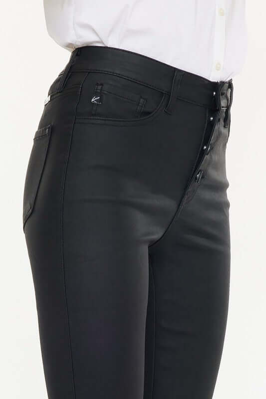 Black High Rise Black Coated Ankle Skinny Jeans