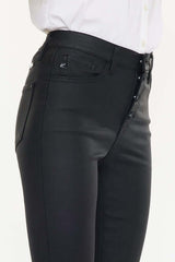 Black High Rise Black Coated Ankle Skinny Jeans