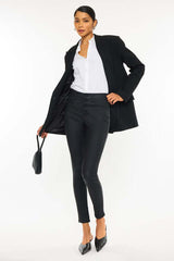 Black High Rise Black Coated Ankle Skinny Jeans