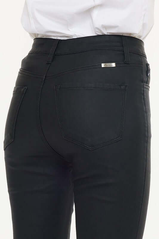 Black High Rise Black Coated Ankle Skinny Jeans