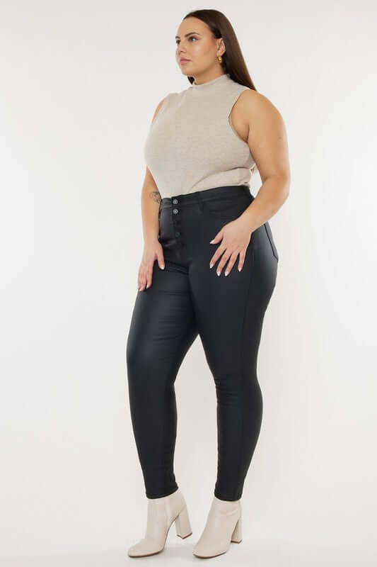 Plus High Rise Coated Ankle Skinny Jeans, Kan Can USA, $ 65.00