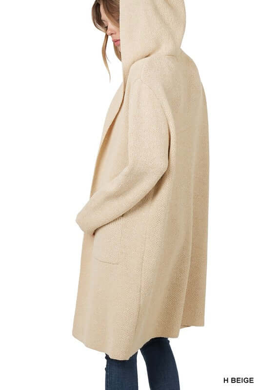 Essential Hooded Open Front Long Cardigan, ZENANA, $ 56.95